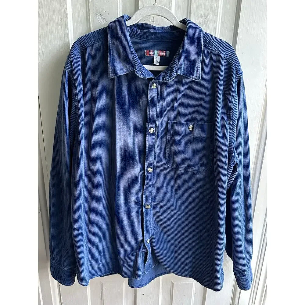 Urban Outfitters Blue Corduroy Button-Front Shirt Jacket Size Large